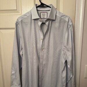 Charles Tyrwhitt Blue and White Checker Dress Shirt